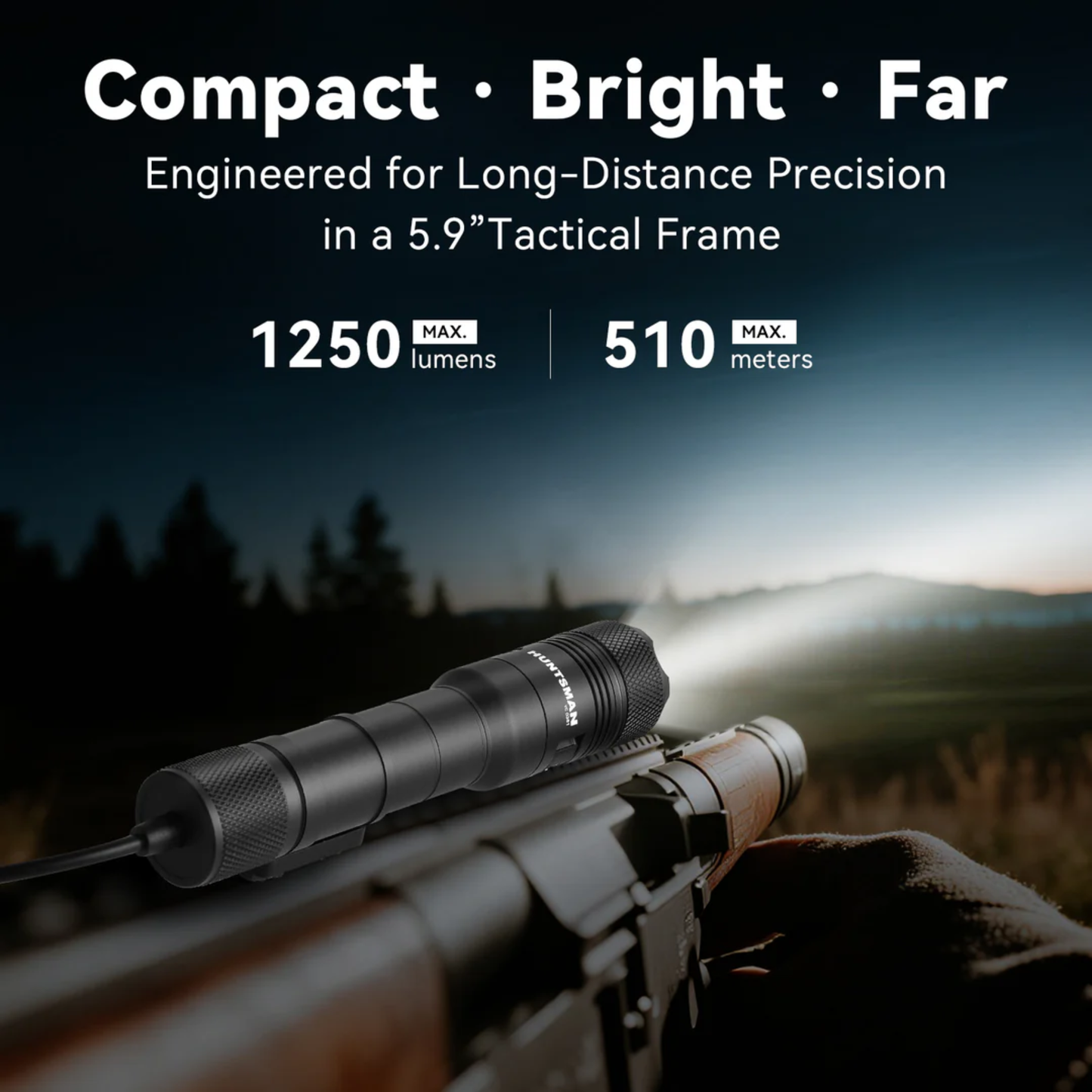 Powertac - Huntsman Tactical WML Package | 1250 Lumen High Power Weapon Flashlight
