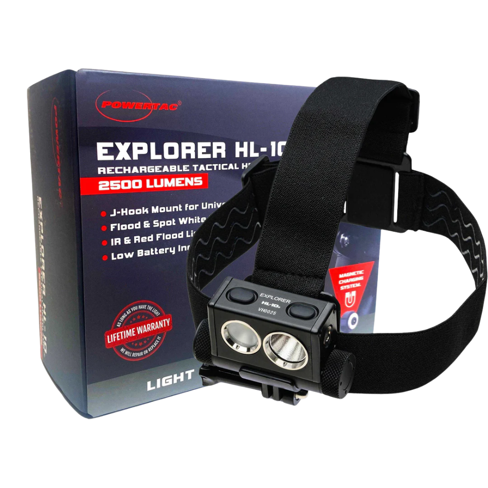 Powertac - Explorer HL-10 | 2550 Lumen White/Red/IR Headlamp