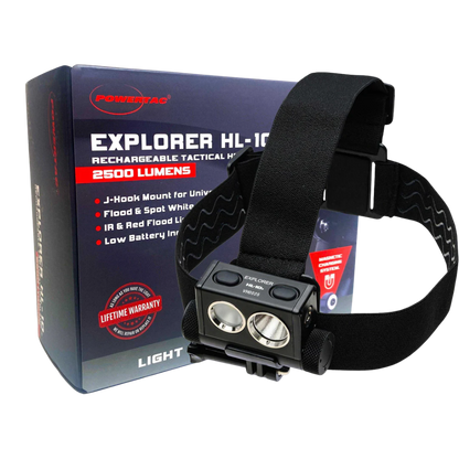 Powertac - Explorer HL-10 | 2550 Lumen White/Red/IR Headlamp