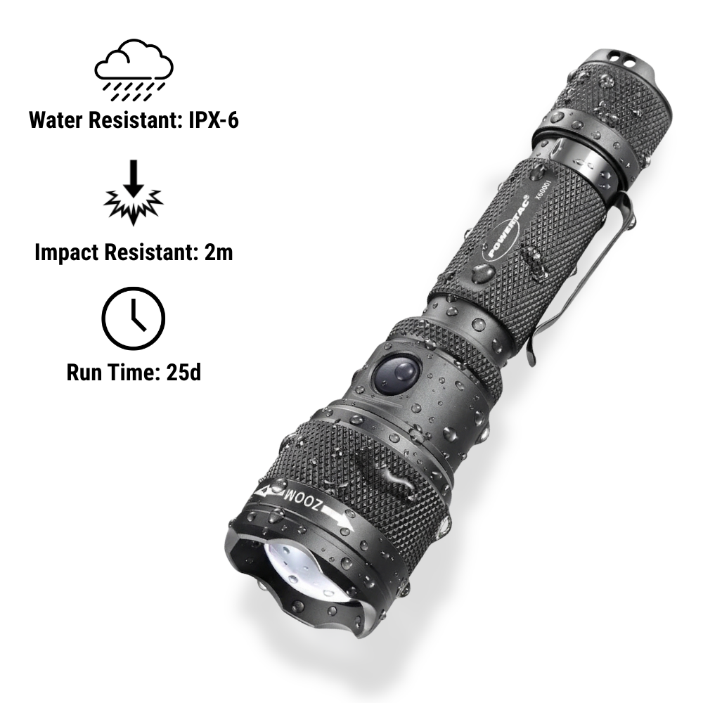 Powertac - FlexBeam GEN2  | 2000 Lumens Adjustable Beam Flashlight