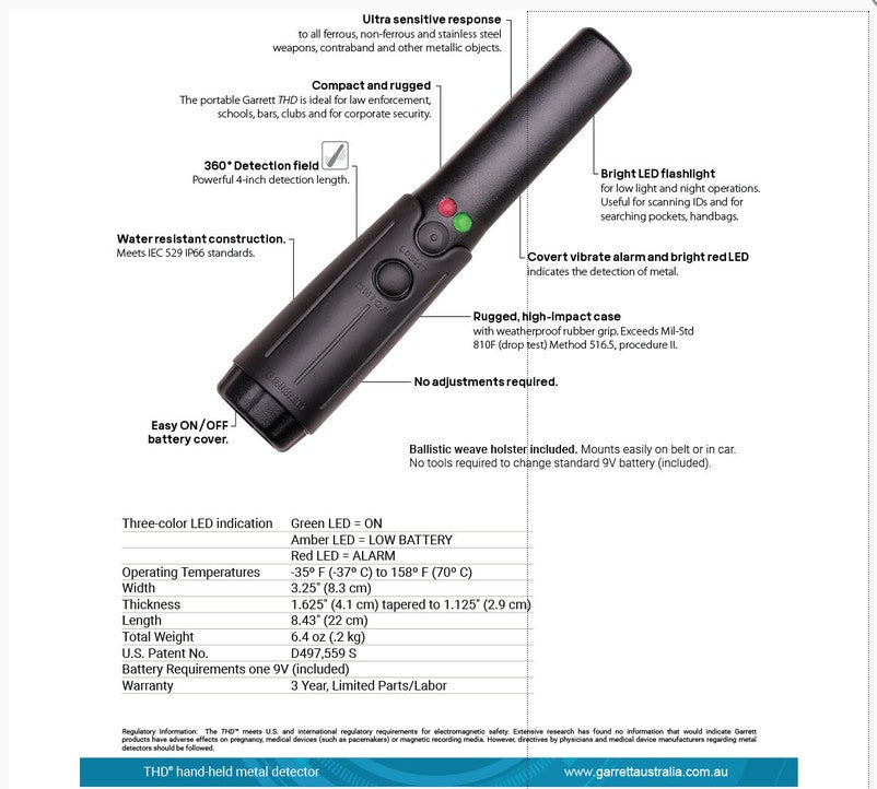 Garrett THD Tactical Hand Held Detector